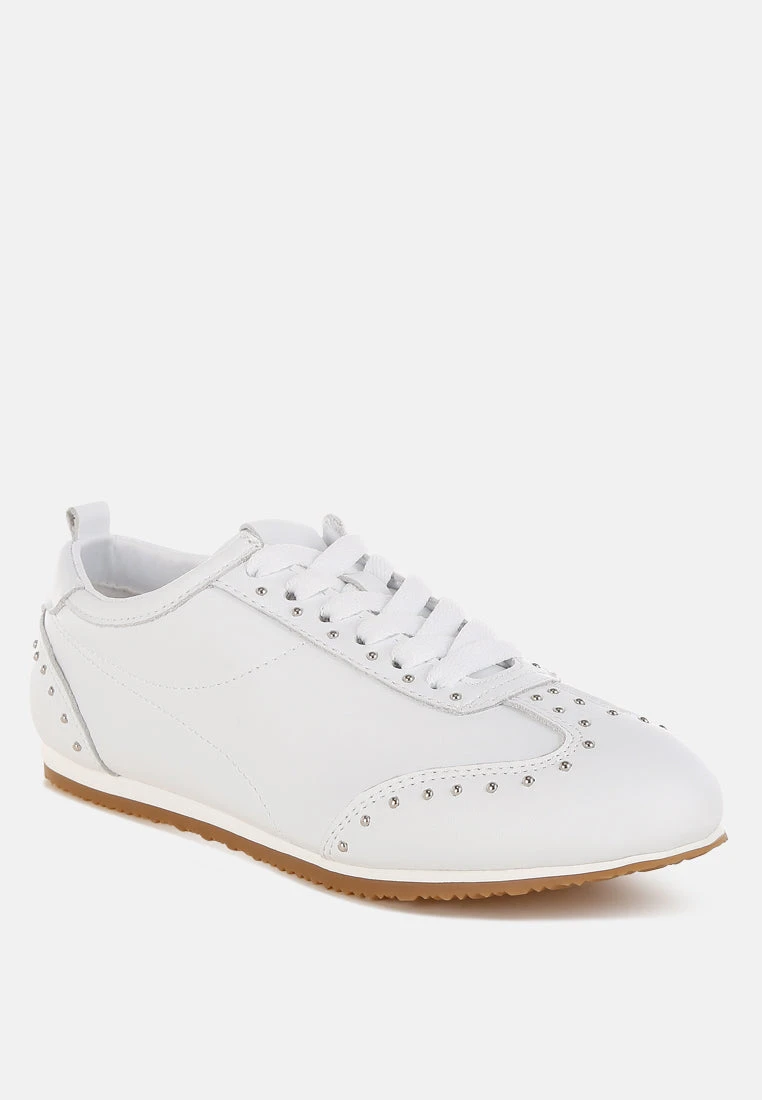 Odaya Studded Real Soft Leather Sneakers 4 Odaya Studded Real Soft Leather Sneakers - Image 2