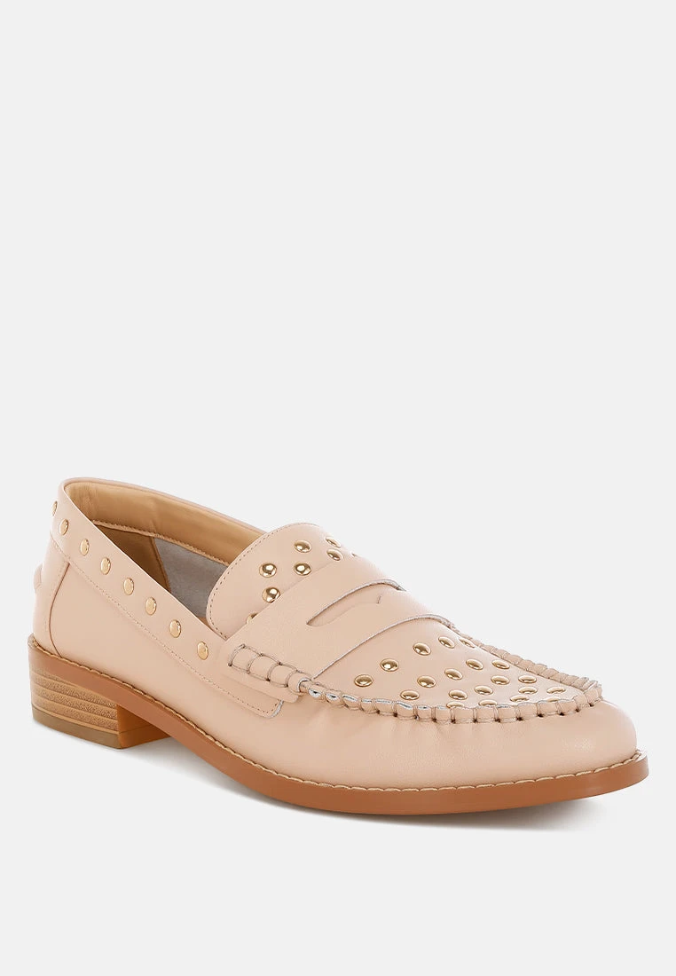 Oglavia Studs Embellished Leather Loafers 17 Oglavia Studs Embellished Leather Loafers - Image 15