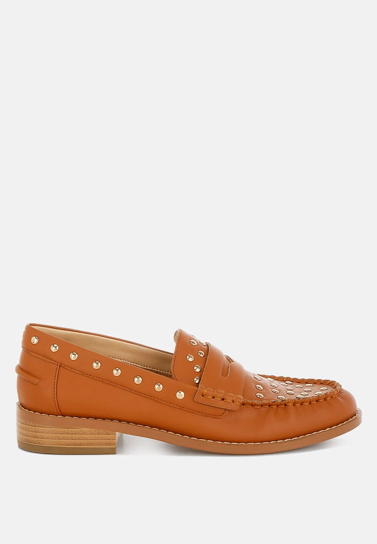 Oglavia Studs Embellished Leather Loafers 21 Oglavia Studs Embellished Leather Loafers - Image 19