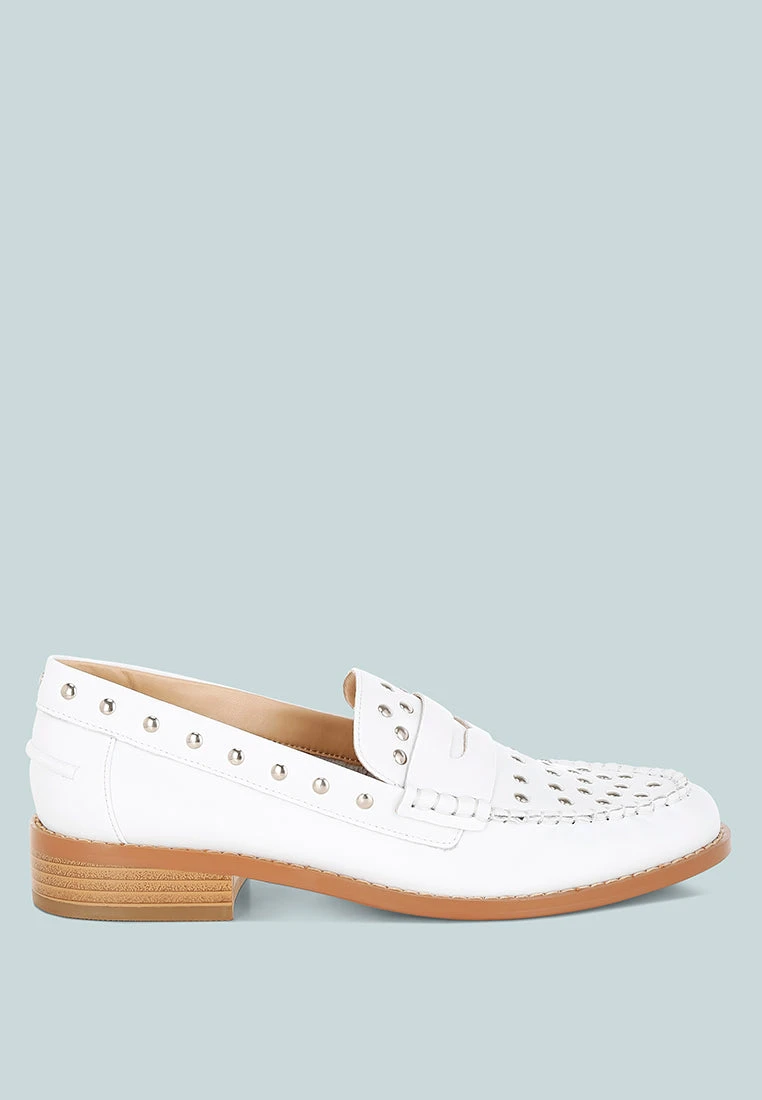 Oglavia Studs Embellished Leather Loafers 3 Oglavia Studs Embellished Leather Loafers