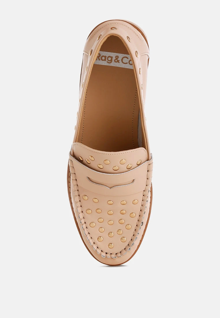 Oglavia Studs Embellished Leather Loafers 19 Oglavia Studs Embellished Leather Loafers - Image 17