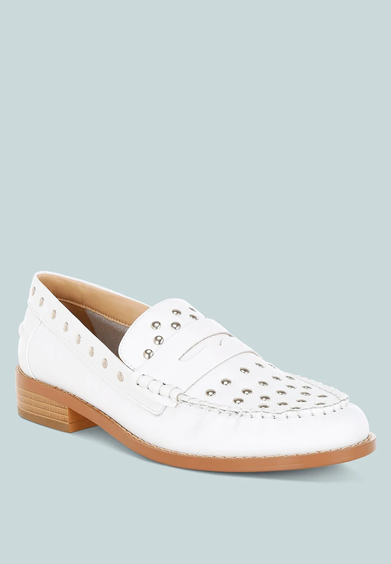 Oglavia Studs Embellished Leather Loafers 4 Oglavia Studs Embellished Leather Loafers - Image 2