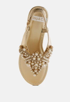 Opazie Metallic Pearl Embellished Flats 18 Opazie Metallic Pearl Embellished Flats -Her Shoe World OpazieMetallicPearlEmbellishedFlatsRCSH5546GOLD 2