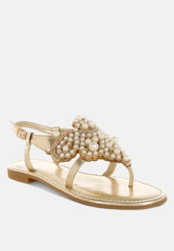 Opazie Metallic Pearl Embellished Flats 16 Opazie Metallic Pearl Embellished Flats -Her Shoe World OpazieMetallicPearlEmbellishedFlatsRCSH5546GOLD 3