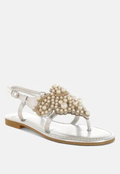 Opazie Metallic Pearl Embellished Flats 21 Opazie Metallic Pearl Embellished Flats -Her Shoe World Opazie Metallic Pearl Embellished Flats RCSH5546 SILVER 3