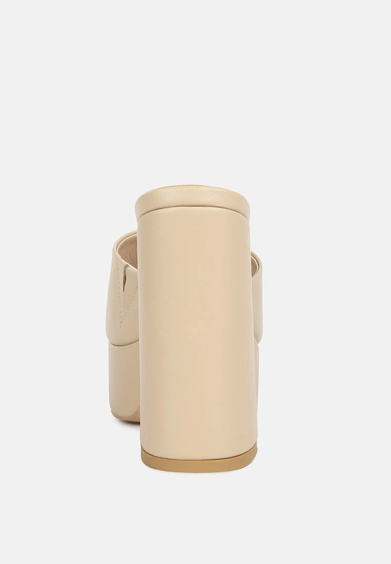 SHURI Open Toe High Block Heel Sandals In Beige 7 SHURI Open Toe High Block Heel Sandals In Beige - Image 5