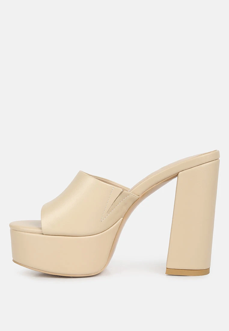 SHURI Open Toe High Block Heel Sandals In Beige 6 SHURI Open Toe High Block Heel Sandals In Beige - Image 4