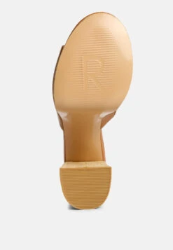 SHURI Open Toe High Block Heel Sandals In Tan 15 SHURI Open Toe High Block Heel Sandals In Tan -Her Shoe World OpenToeHighBlockHeelSandals RCSH4213 tan 4