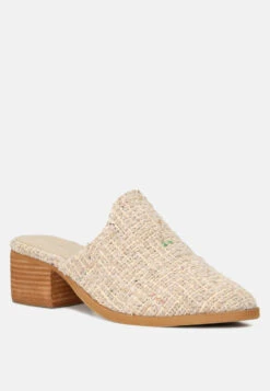 PALMA Natural Stacked Heel Mules