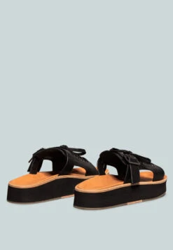 PATTON Black Cut Out Buckled Platform Sandals -Her Shoe World PATTONBlackLaceUpBuckledPlatformSandals RCSH2399 Black 4 f1fb7ea0 c66b 4caf 8018 063c53f8c65e