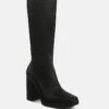 PRESTO Black Stretchable Satin Long Boot 2 PRESTO Black Stretchable Satin Long Boot -Her Shoe World PRESTOBlueStretchableSatinLongBoot RCSH3985 Black 3