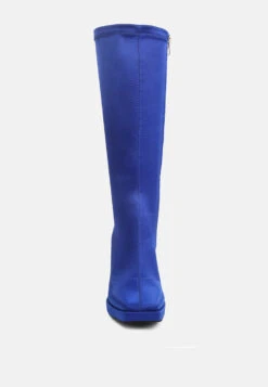 PRESTO Blue Stretchable Satin Long Boot 11 PRESTO Blue Stretchable Satin Long Boot -Her Shoe World PRESTOBlueStretchableSatinLongBoot RCSH3985 Blue 4