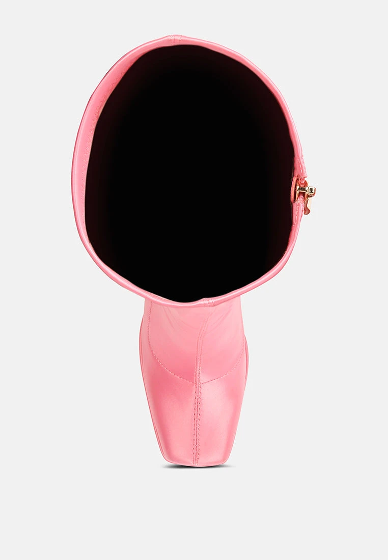PRESTO Pink Stretchable Satin Long Boot 8 PRESTO Pink Stretchable Satin Long Boot - Image 6