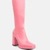PRESTO Pink Stretchable Satin Long Boot 1 PRESTO Pink Stretchable Satin Long Boot -Her Shoe World PRESTOPinkStretchableSatinLongBoot RCSH3985 Pink 3