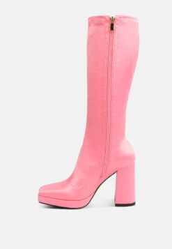 PRESTO Pink Stretchable Satin Long Boot 11 PRESTO Pink Stretchable Satin Long Boot -Her Shoe World PRESTOPinkStretchableSatinLongBoot RCSH3985 Pink 5