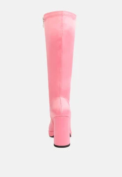 PRESTO Pink Stretchable Satin Long Boot 12 PRESTO Pink Stretchable Satin Long Boot -Her Shoe World PRESTOPinkStretchableSatinLongBoot RCSH3985 Pink 7