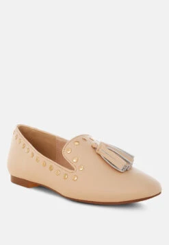 Philoha Studs & Tassels Detail Flat Loafers -Her Shoe World Philoha Studs Tassels Detail Flat Loafers RCSH5597 BEIGE 6 466add73 4eff 4bc7 a993 cdd846e87c72