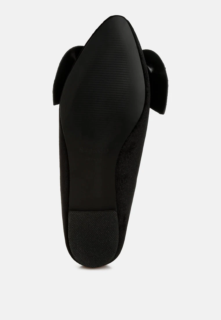 Pothos Luxurious Velvet Bow Ballerinas 6 Pothos Luxurious Velvet Bow Ballerinas - Image 5