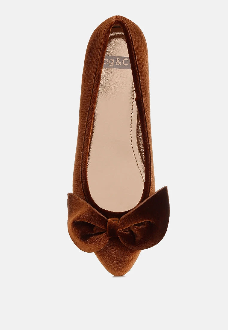 Pothos Luxurious Velvet Bow Ballerinas 10 Pothos Luxurious Velvet Bow Ballerinas - Image 9