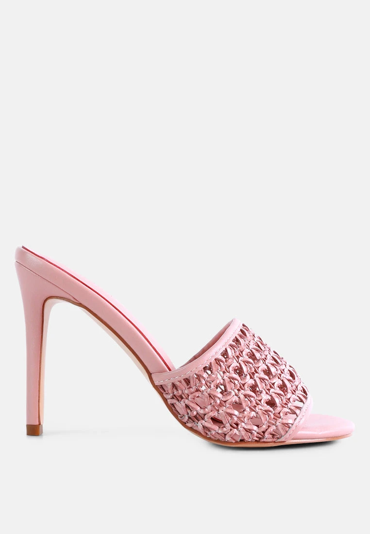 TEASE Pink Woven Stiletto Slides 4 TEASE Pink Woven Stiletto Slides - Image 2