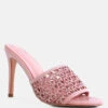 TEASE Pink Woven Stiletto Slides 1 TEASE Pink Woven Stiletto Slides -Her Shoe World RCSH2909 PINK 2