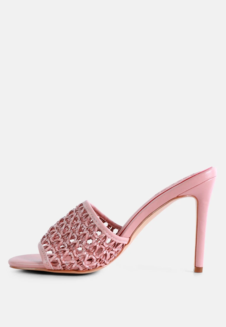 TEASE Pink Woven Stiletto Slides 6 TEASE Pink Woven Stiletto Slides - Image 4