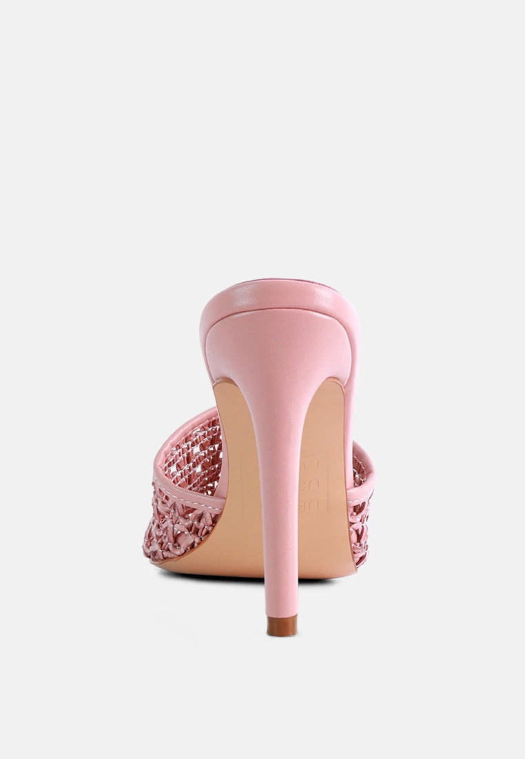 TEASE Pink Woven Stiletto Slides 7 TEASE Pink Woven Stiletto Slides - Image 5