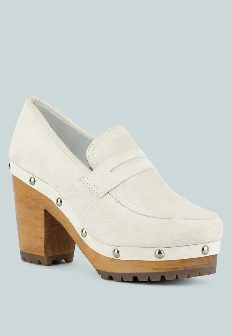 OSAGE White Clogs Loafers In Fine Suede 3 OSAGE White Clogs Loafers In Fine Suede