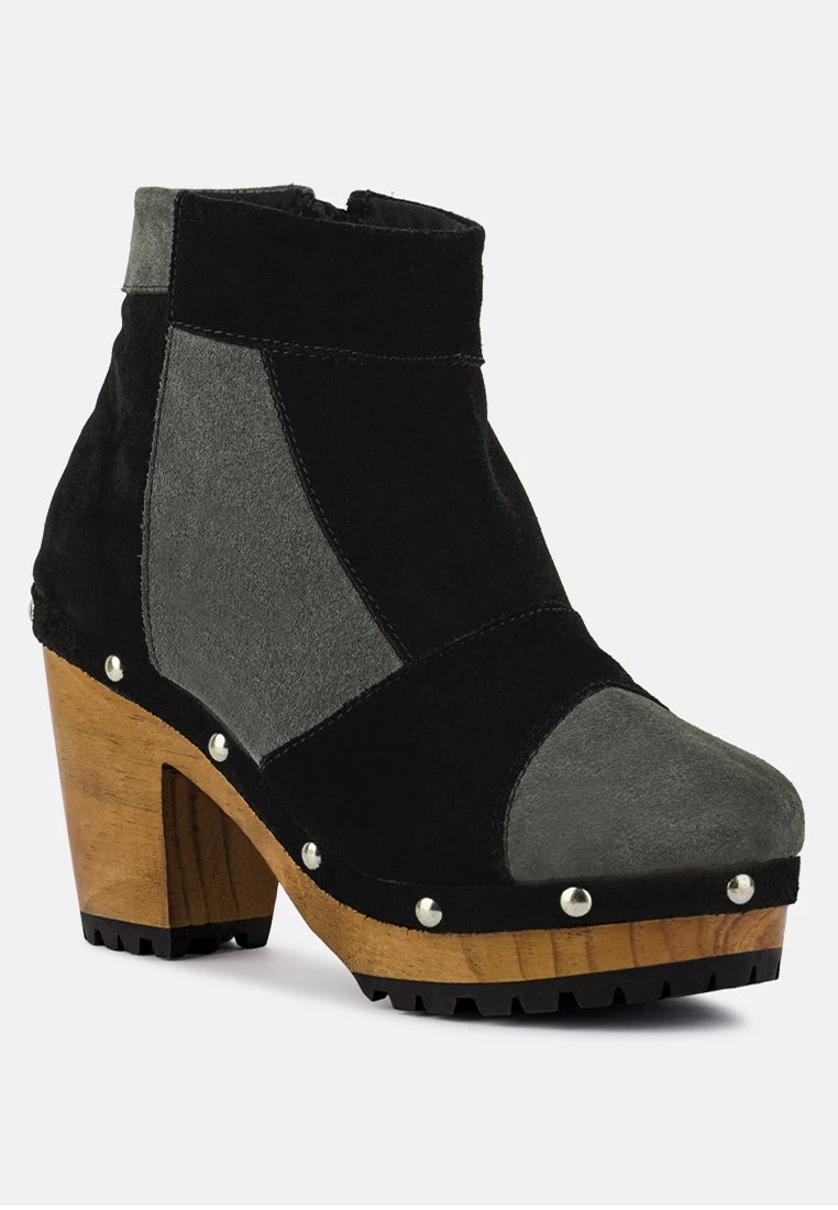 HURON Grey Fine Suede Patchwork Ankle Boots 4 HURON Grey Fine Suede Patchwork Ankle Boots - Image 2