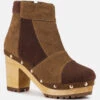 HURON Brown Fine Suede Patchwork Ankle Boots 2 HURON Brown Fine Suede Patchwork Ankle Boots -Her Shoe World RCSH2963 BROWN TAN 2