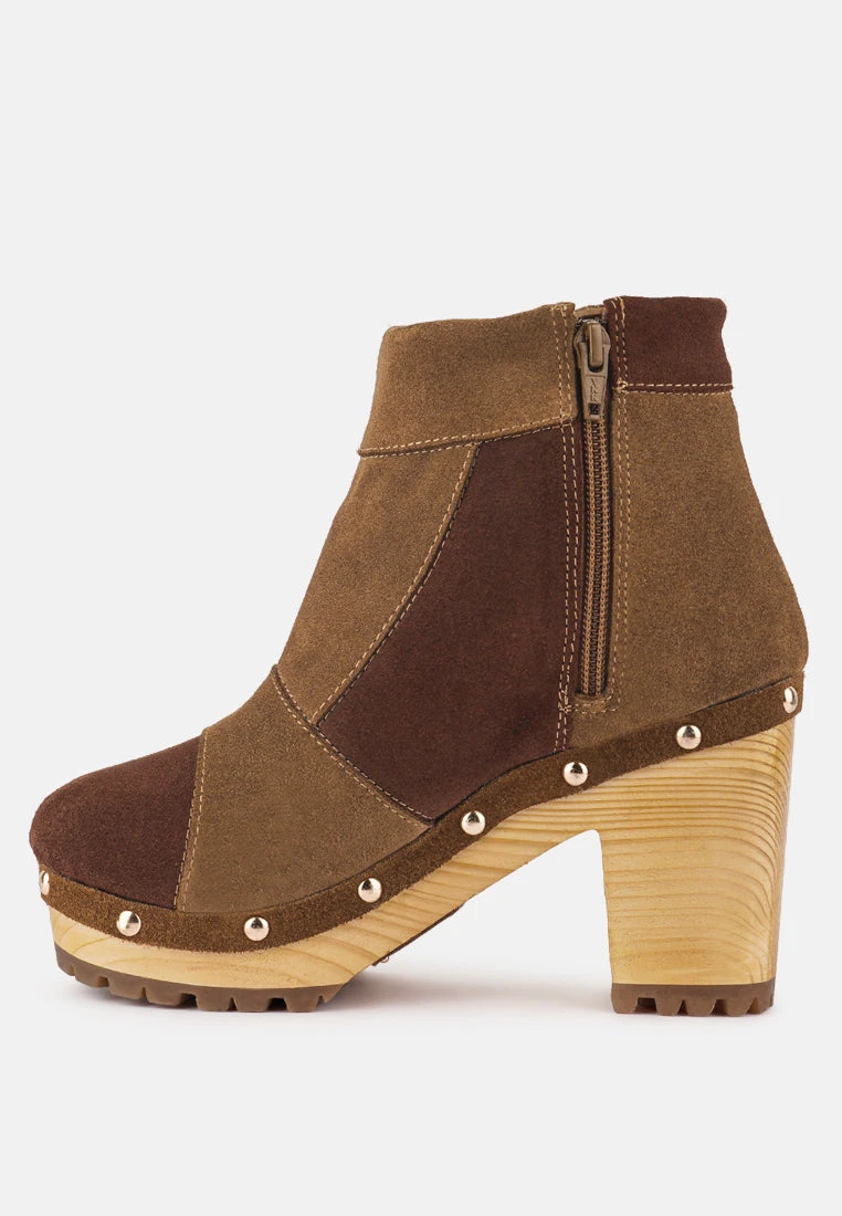 HURON Brown Fine Suede Patchwork Ankle Boots 6 HURON Brown Fine Suede Patchwork Ankle Boots - Image 4