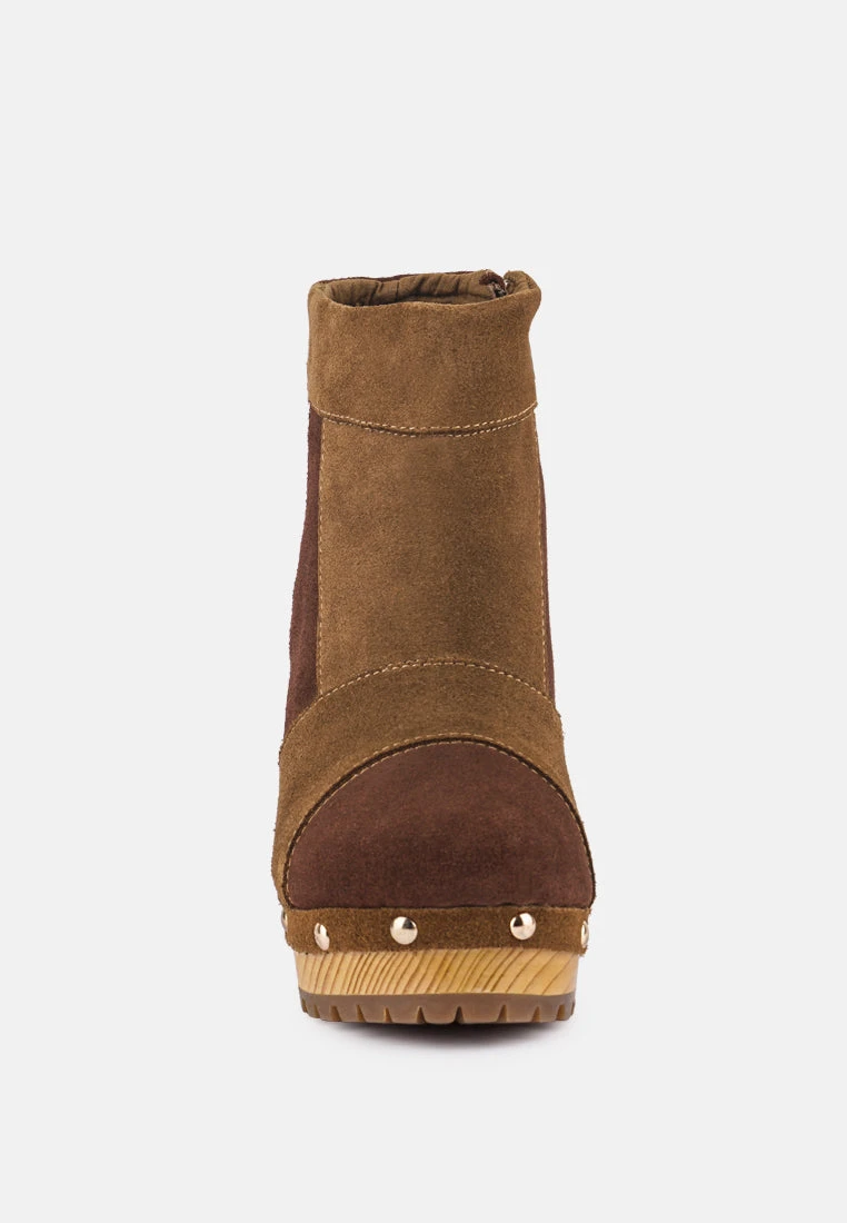 HURON Brown Fine Suede Patchwork Ankle Boots 5 HURON Brown Fine Suede Patchwork Ankle Boots - Image 3