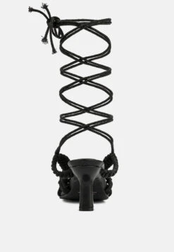 BEROE Black Braided Handcrafted Lace Up Sandal -Her Shoe World RCSH3120 BLACK 6