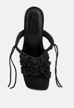 BEROE Black Braided Handcrafted Lace Up Sandal -Her Shoe World RCSH3120 BLACK 7