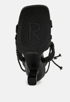 BEROE Black Braided Handcrafted Lace Up Sandal -Her Shoe World RCSH3120 BLACK 8