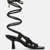 BEROE Black Braided Handcrafted Lace Up Sandal
