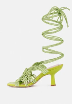 BEROE Green Braided Handcrafted Lace Up Sandal -Her Shoe World RCSH3120 GREEN 4