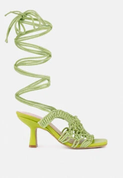 BEROE Green Braided Handcrafted Lace Up Sandal -Her Shoe World RCSH3120 GREEN 5