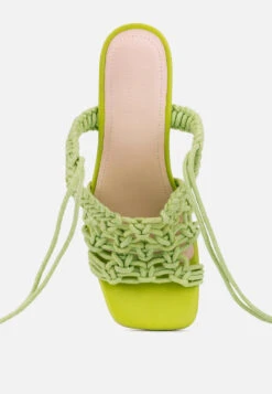 BEROE Green Braided Handcrafted Lace Up Sandal -Her Shoe World RCSH3120 GREEN 7