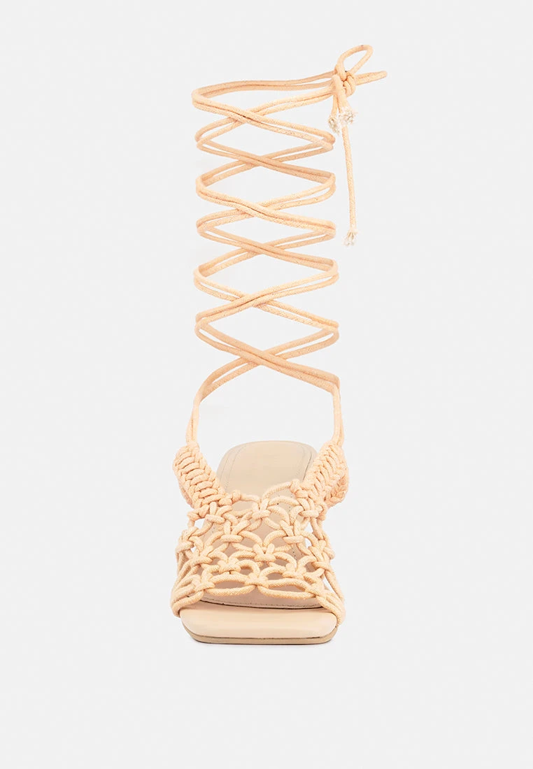 BEROE Latte Braided Handcrafted Lace Up Sandal 6 BEROE Latte Braided Handcrafted Lace Up Sandal - Image 4