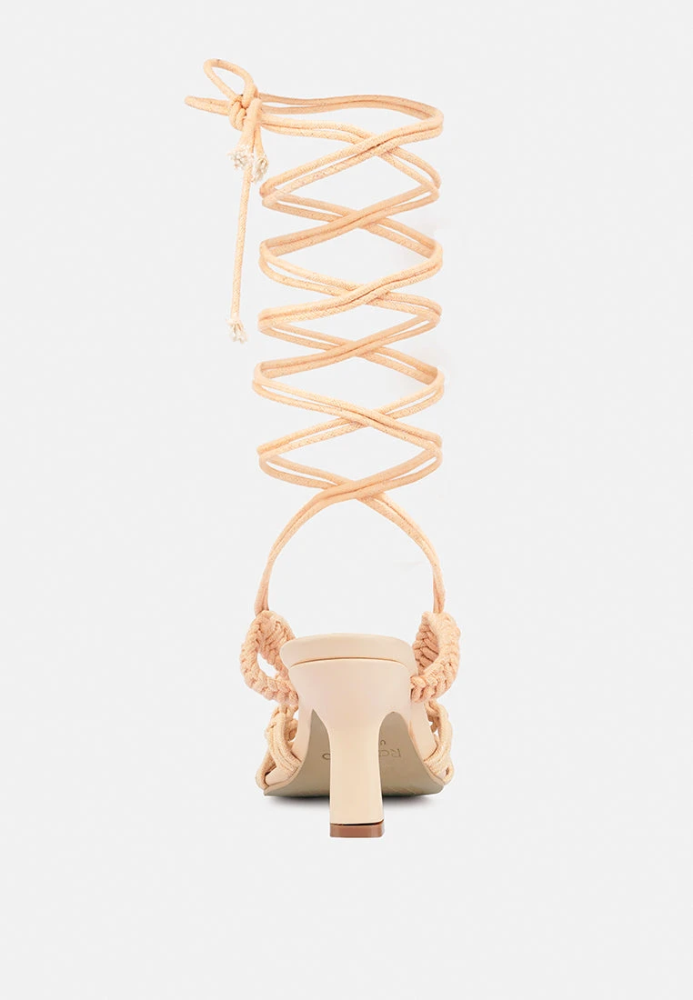 BEROE Latte Braided Handcrafted Lace Up Sandal 8 BEROE Latte Braided Handcrafted Lace Up Sandal - Image 6