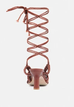 BEROE Mocca Braided Handcrafted Lace Up Sandal -Her Shoe World RCSH3120 MOCCA 2