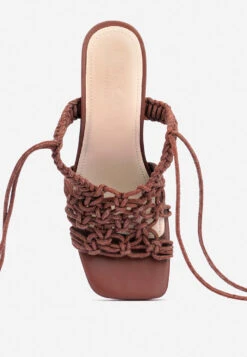 BEROE Mocca Braided Handcrafted Lace Up Sandal -Her Shoe World RCSH3120 MOCCA 7