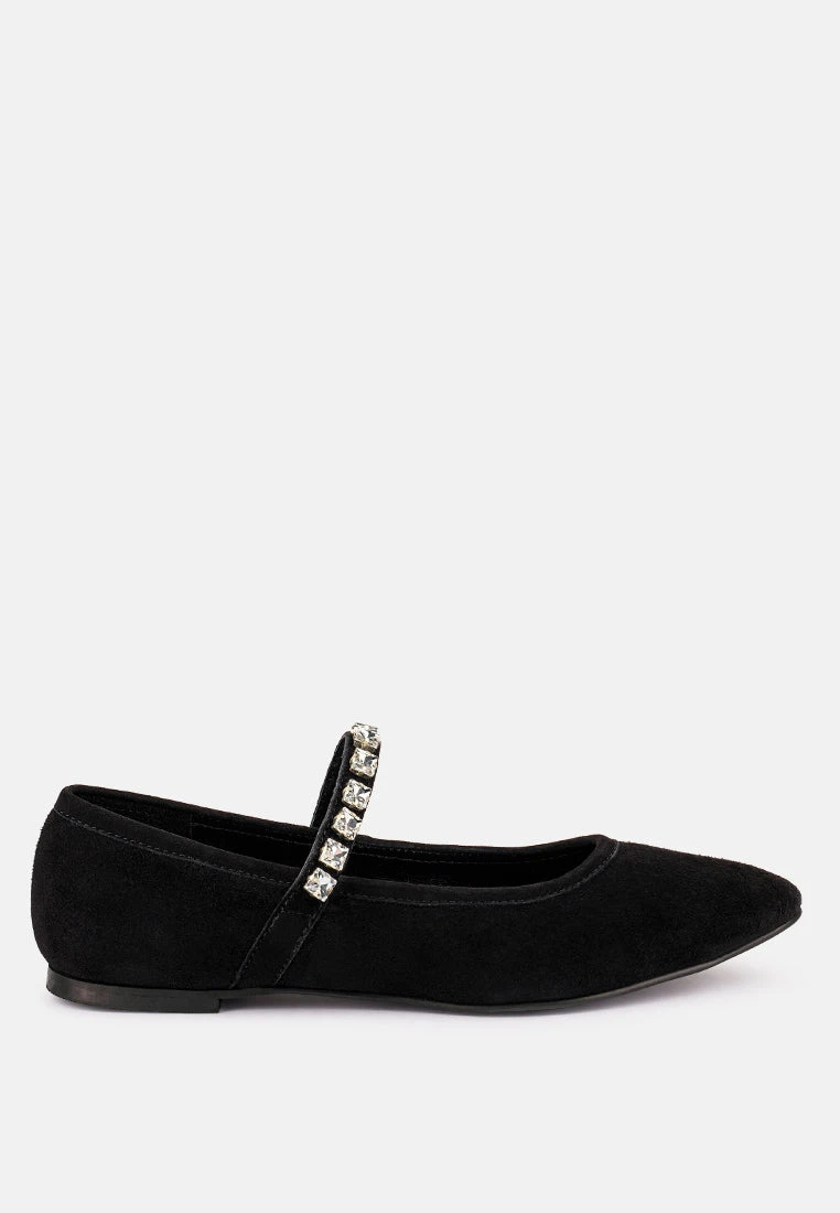 ASSISI Black Fine Suede Mary Jane Ballet Flats 4 ASSISI Black Fine Suede Mary Jane Ballet Flats - Image 2