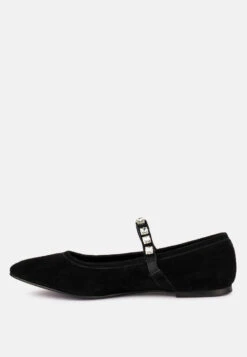 ASSISI Black Fine Suede Mary Jane Ballet Flats 11 ASSISI Black Fine Suede Mary Jane Ballet Flats -Her Shoe World RCSH3269 BLACK 3