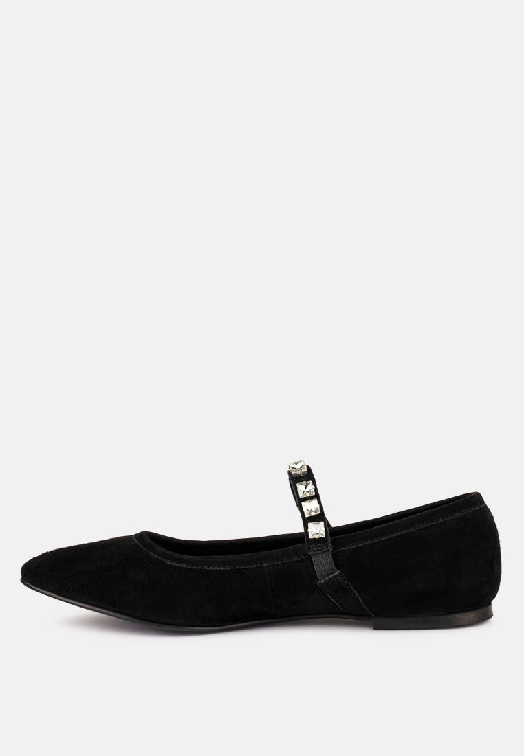 ASSISI Black Fine Suede Mary Jane Ballet Flats 6 ASSISI Black Fine Suede Mary Jane Ballet Flats - Image 4