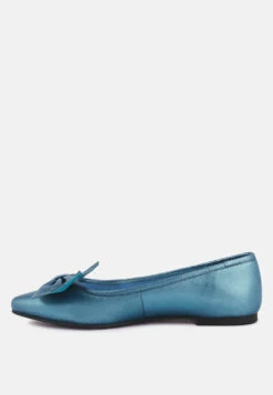 PIE-TRIBE Metallic Bow Ballerinas In Blue 11 PIE-TRIBE Metallic Bow Ballerinas In Blue -Her Shoe World RCSH3274 BLUE 2