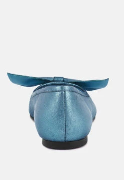 PIE-TRIBE Metallic Bow Ballerinas In Blue 12 PIE-TRIBE Metallic Bow Ballerinas In Blue -Her Shoe World RCSH3274 BLUE 6