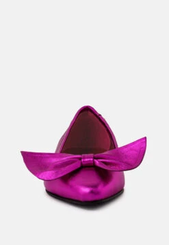 PIE-TRIBE Metallic Bow Ballerinas In Fuchsia 10 PIE-TRIBE Metallic Bow Ballerinas In Fuchsia -Her Shoe World RCSH3274 FUSHIA 5