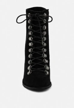 GOOSE-FEATHER Antique Black High Heeled Ankle Boot -Her Shoe World RCSH3277 BLACK 3